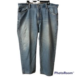 Levis 550 Jeans Mens 42x30 Relaxed Fit Straight Leg Light Wash Blue Denim Cotton